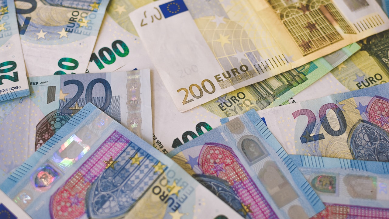 20 euro bill on white printer paper