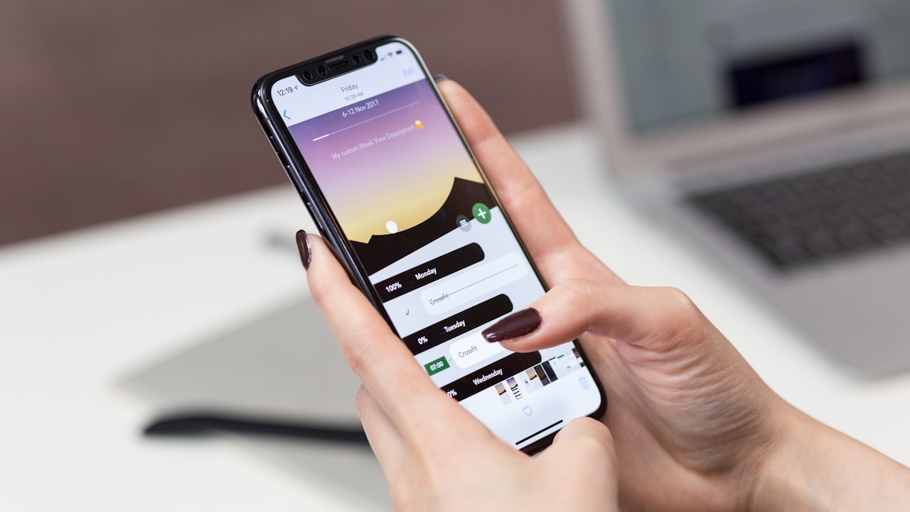 person hand holding iPhone X