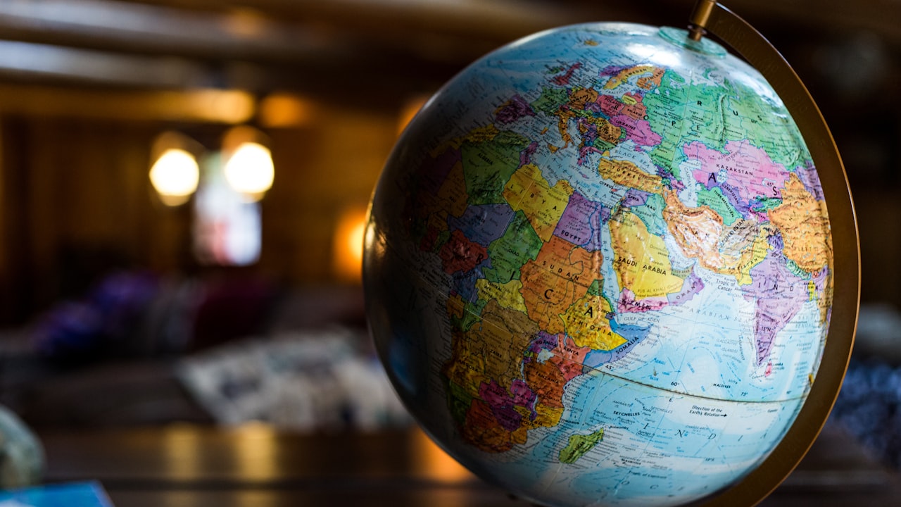 desk globe on table